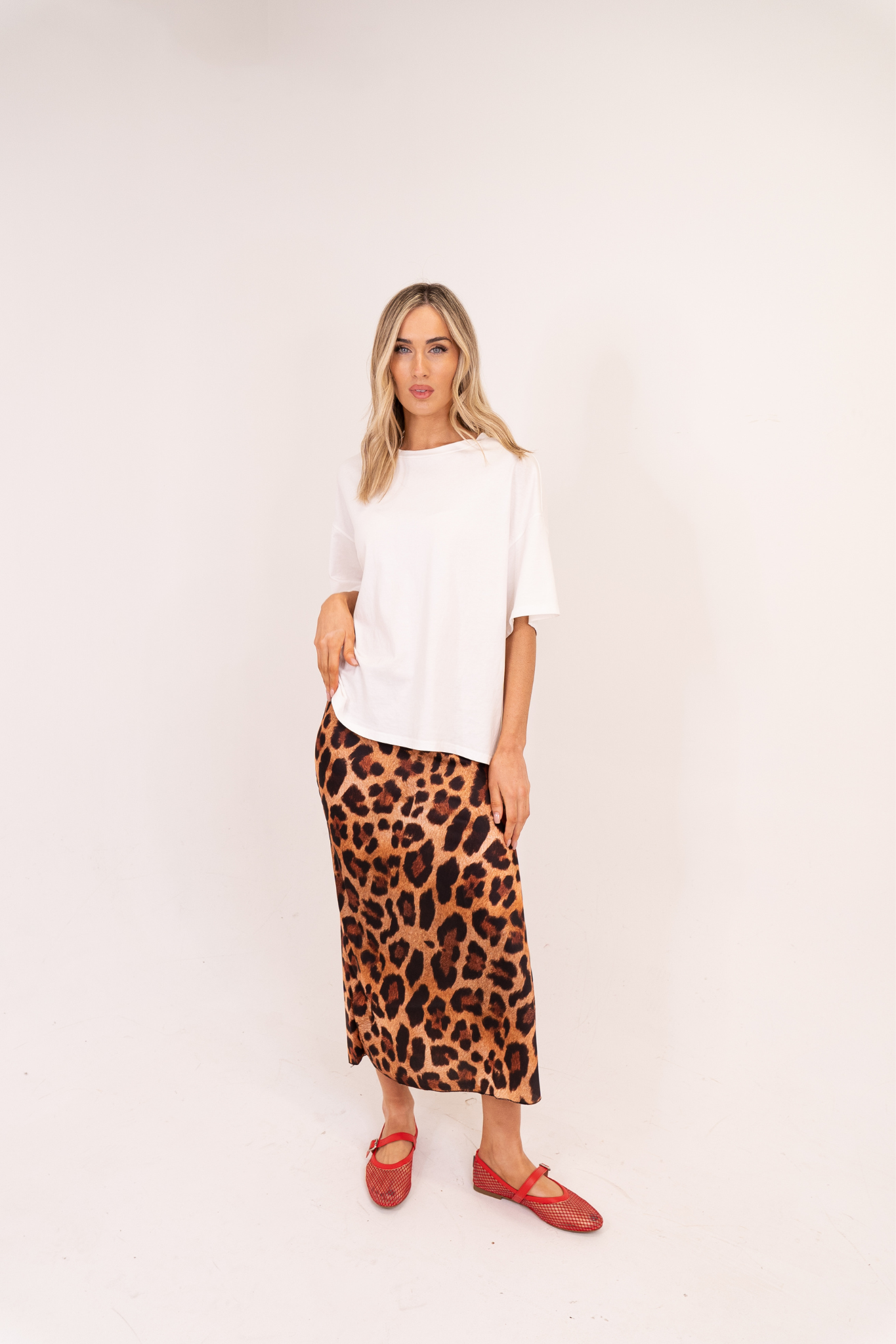 Leah Midi Skirt In Leopard Print