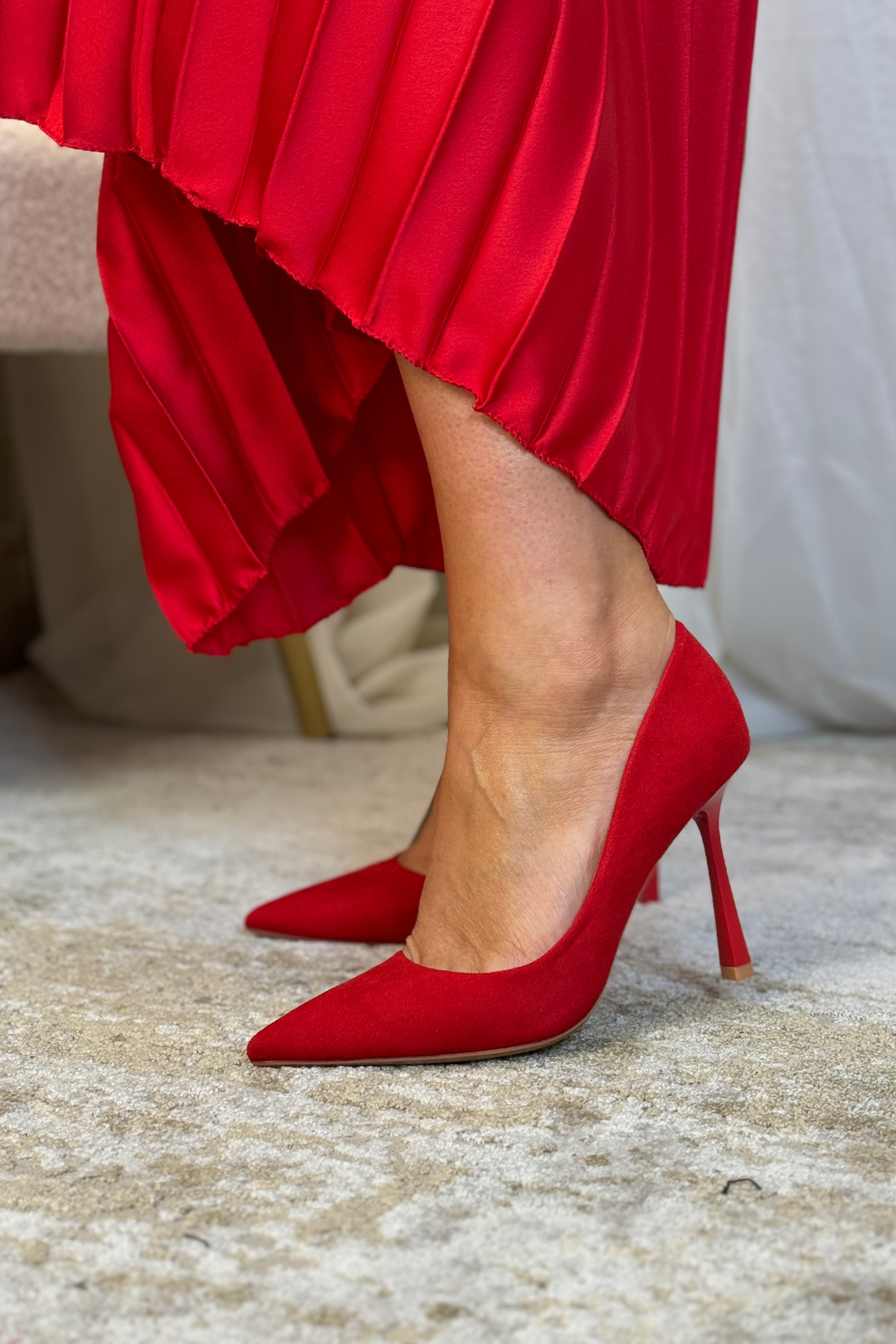 Izzy Faux Suede Heel In Red