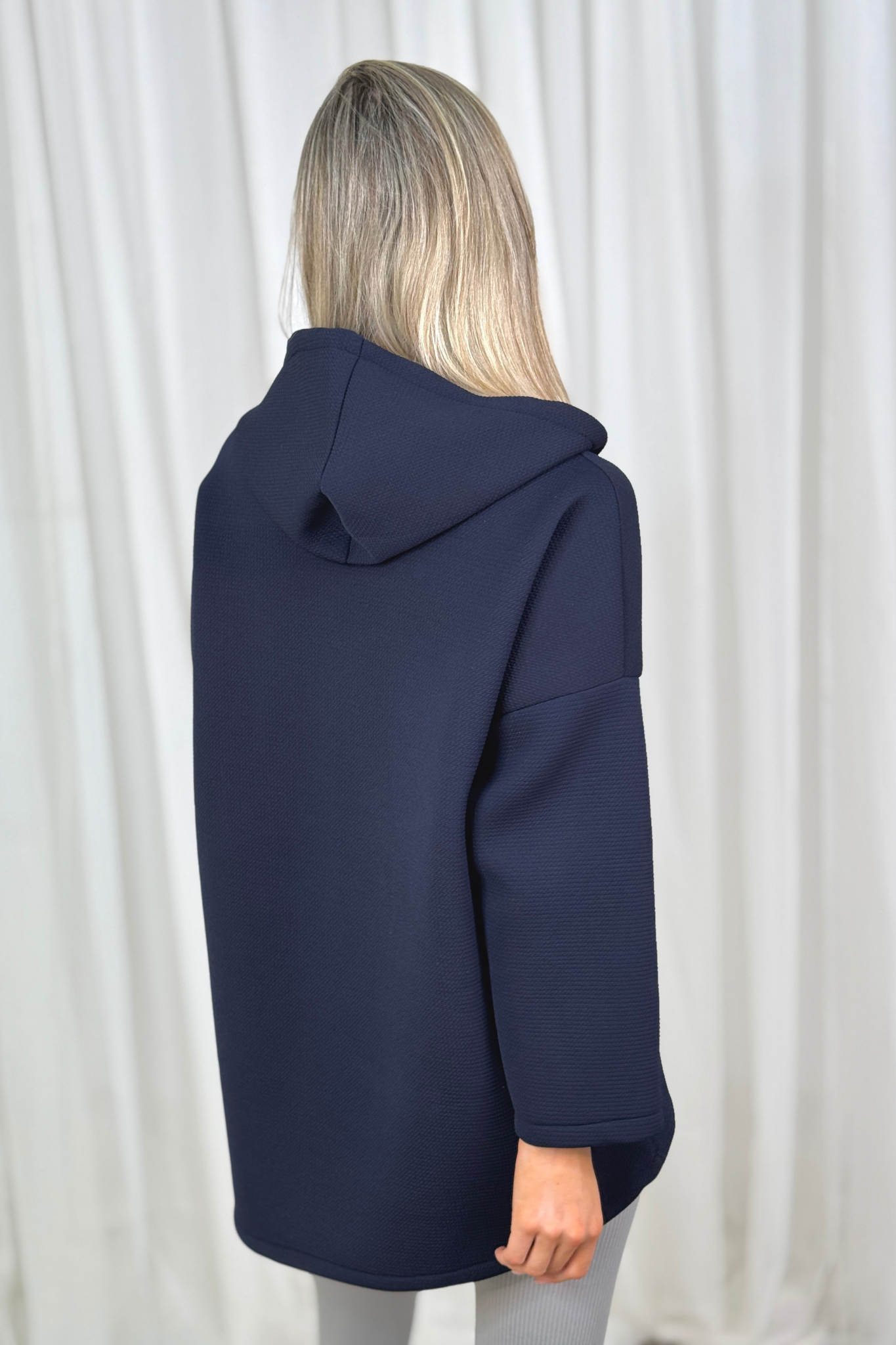 Polly Zip Front Hoodie In Navy