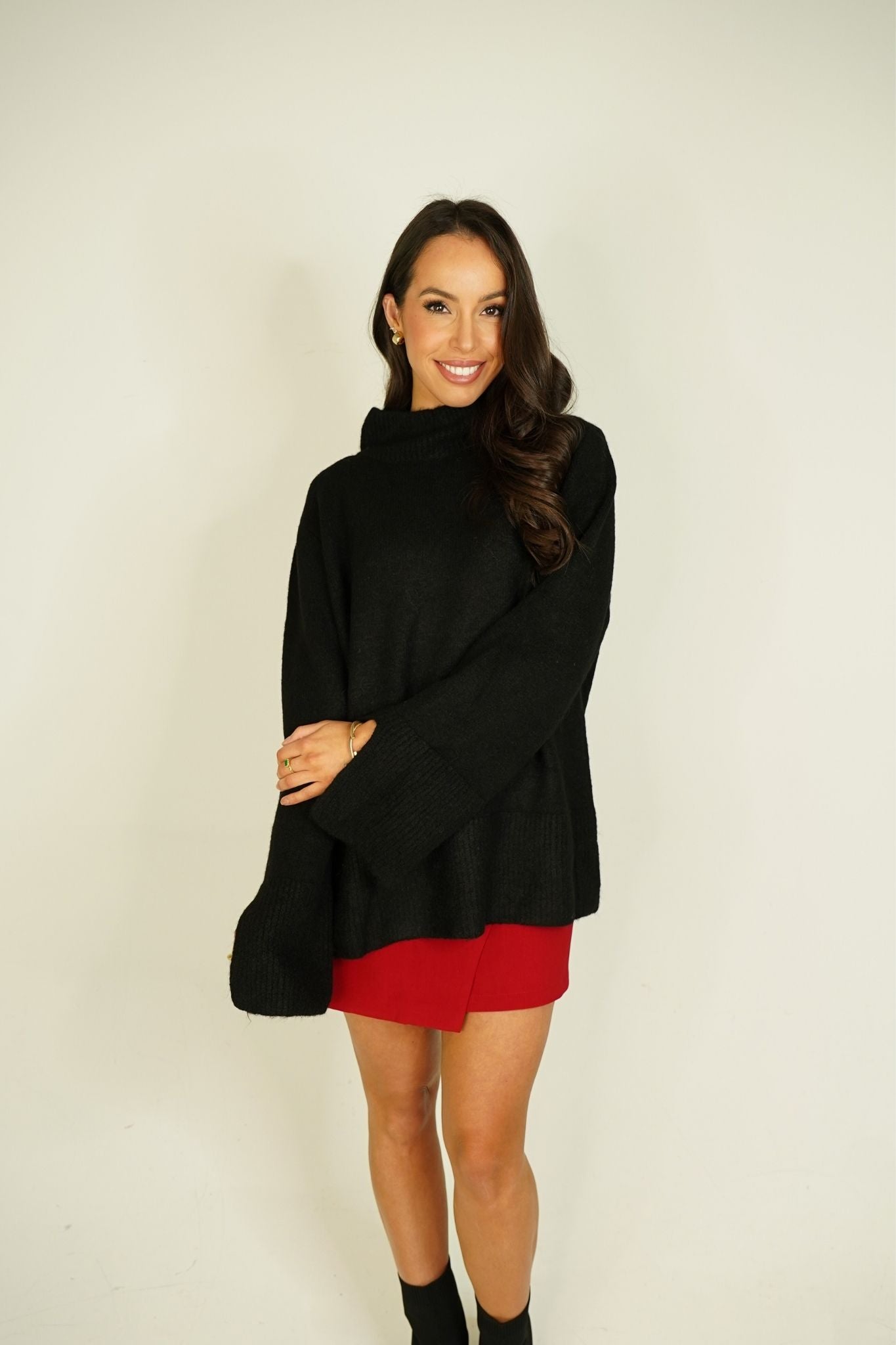 Elsa High Neck Jumper In Black