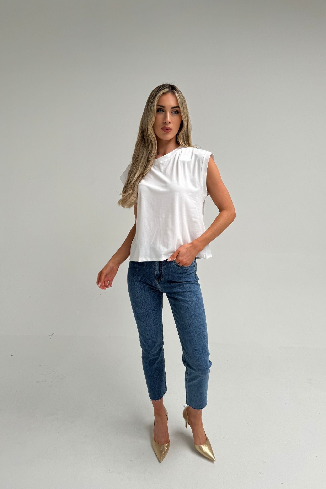 Millie Bow Back T-Shirt In White