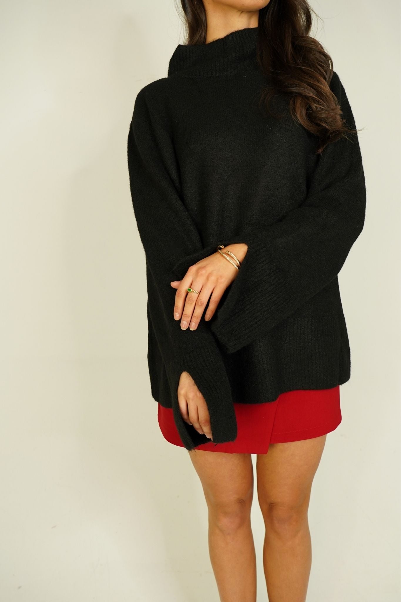 Elsa High Neck Jumper In Black