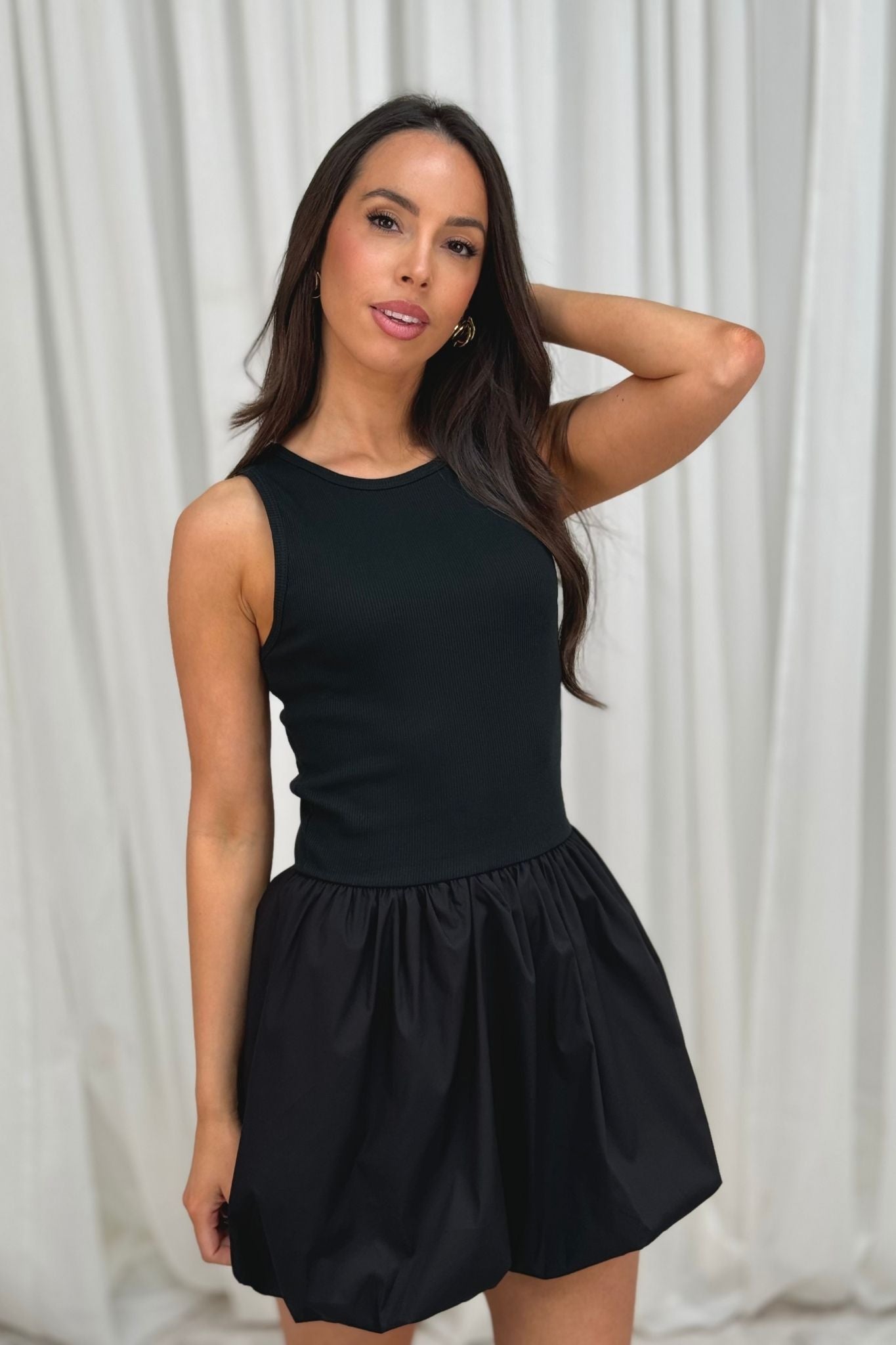 Erica Mini Puffball Dress In Black