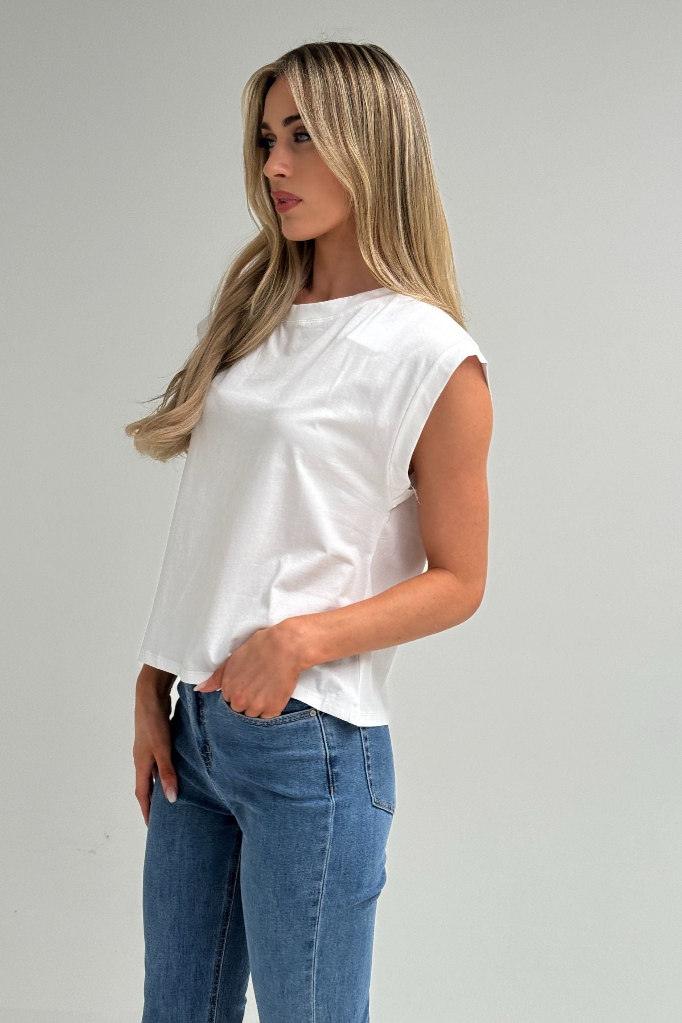 Millie Bow Back T-Shirt In White