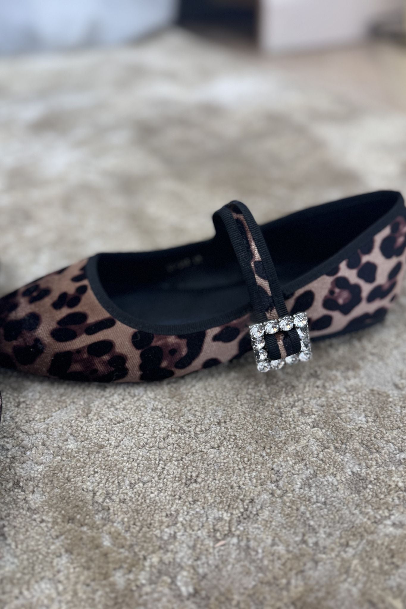 Faith Buckle Flats In Animal Print