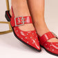 Sadie Pointed Toe Studded Flats In Red