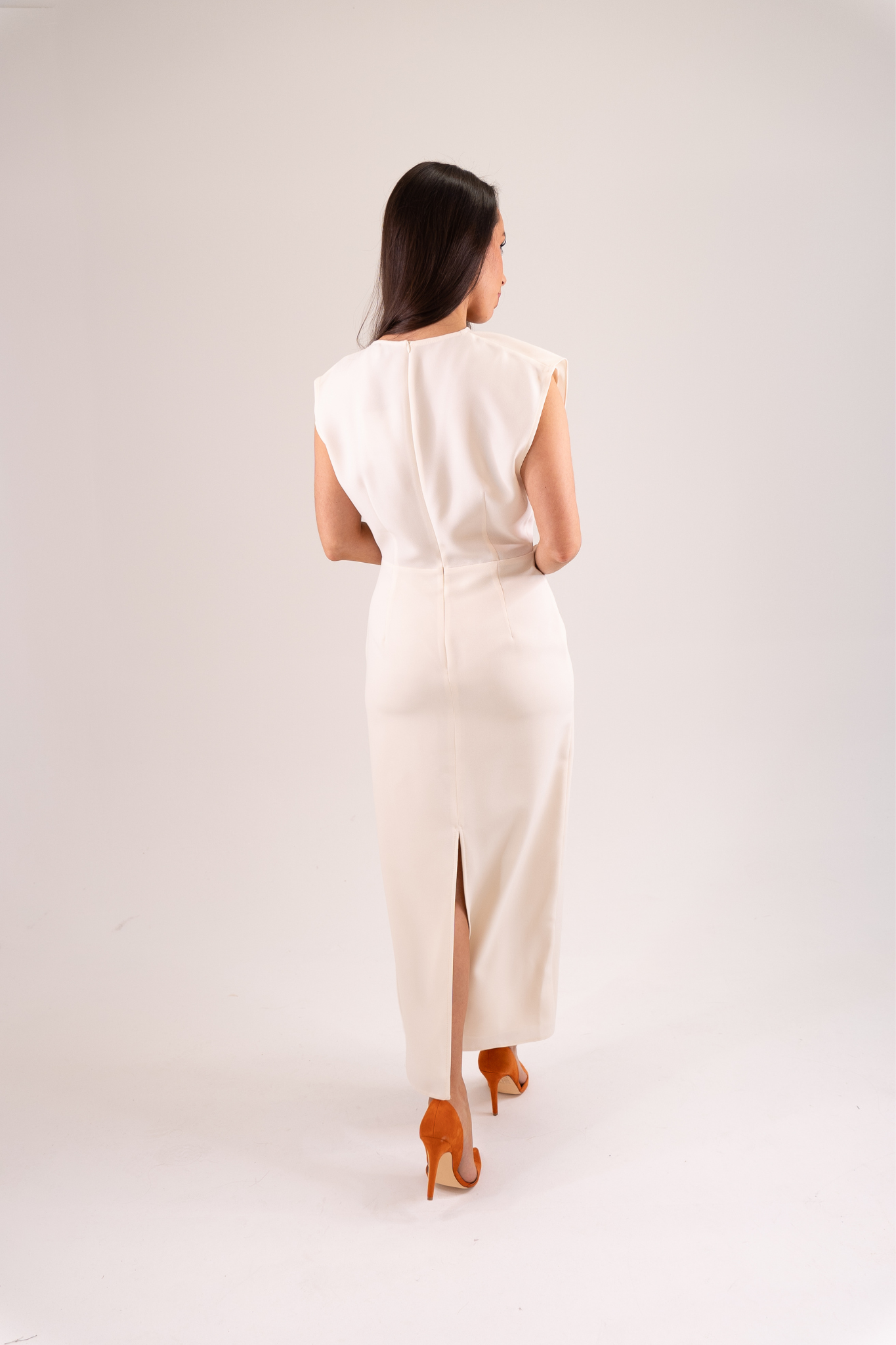 Kayla Layered Cowl Dress In Cream