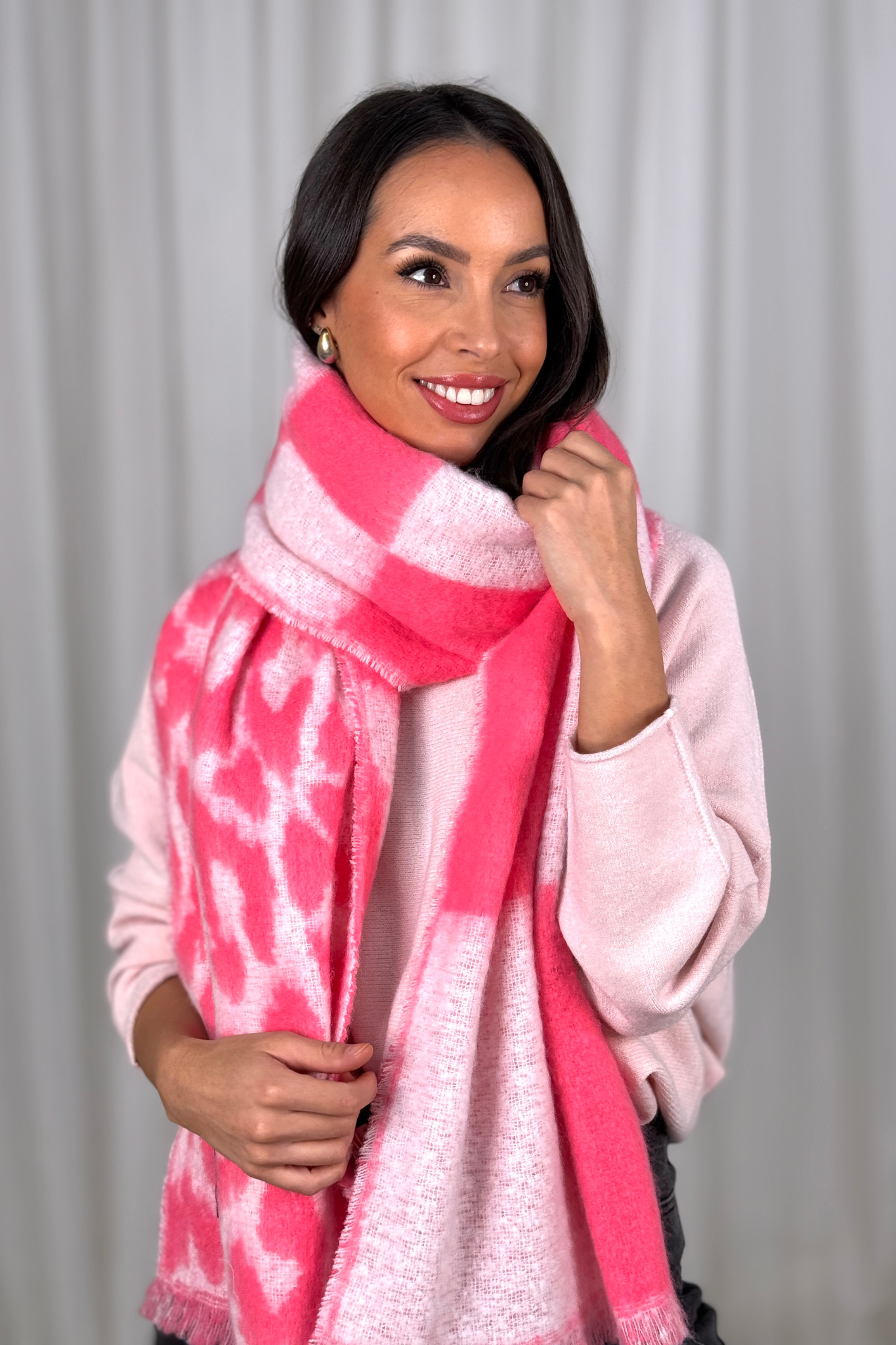 Carly Square & Animal Print Scarf In Pink