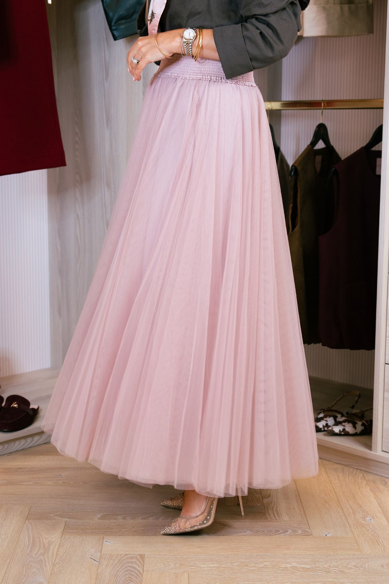 Carolyn Tulle Maxi Skirt In Pink