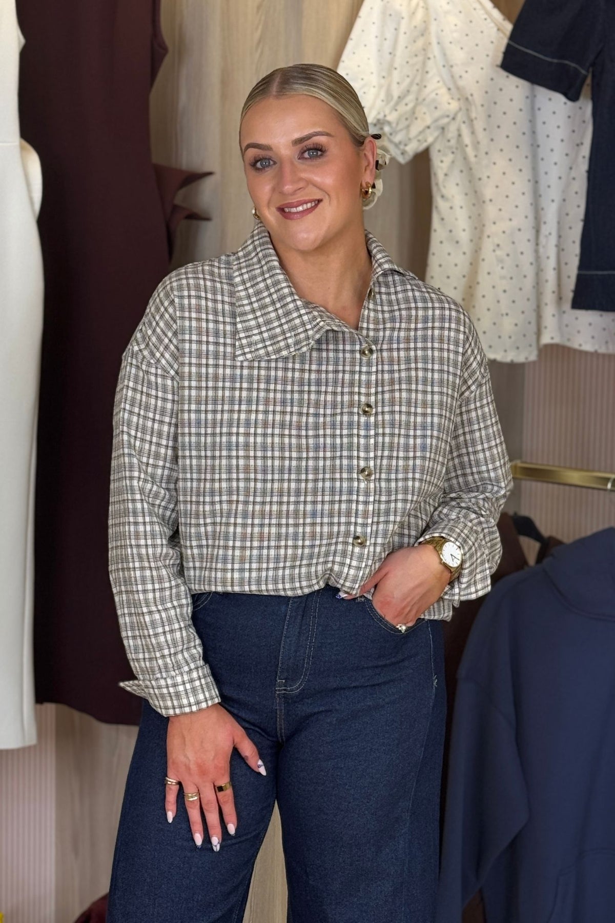 Cora Check Shirt In Chocolate Mix