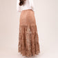 Elsa Tiered Lace Maxi Skirt In Taupe