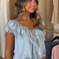 Elsa Sleeveless Ruffle Top In Blue