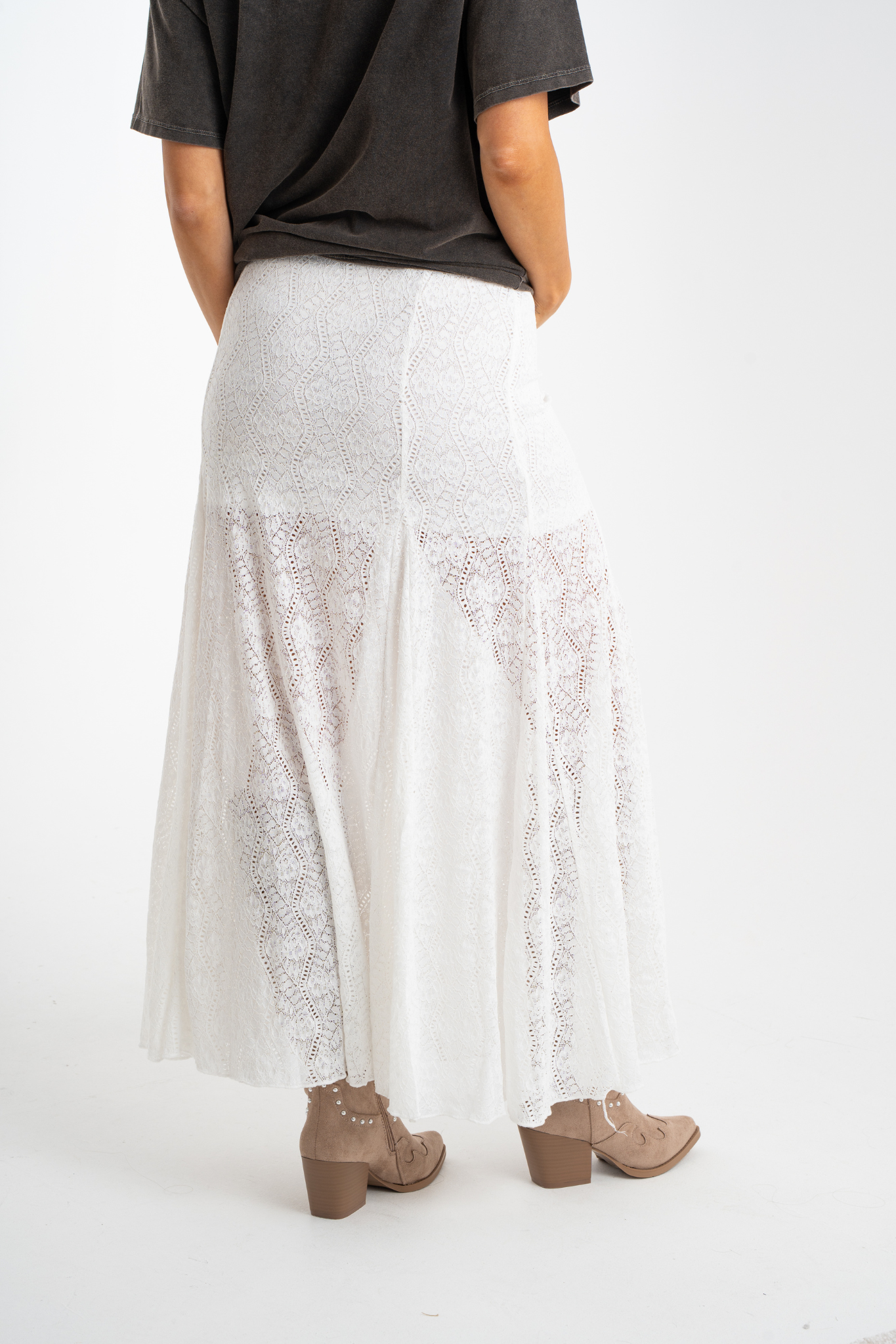 Millie Embroidered Maxi Skirt In White