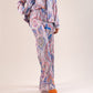 Becca Printed Wide Leg Trousers In Blue Mix