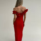 Holly Off Shoulder Ruffle Dress In Red