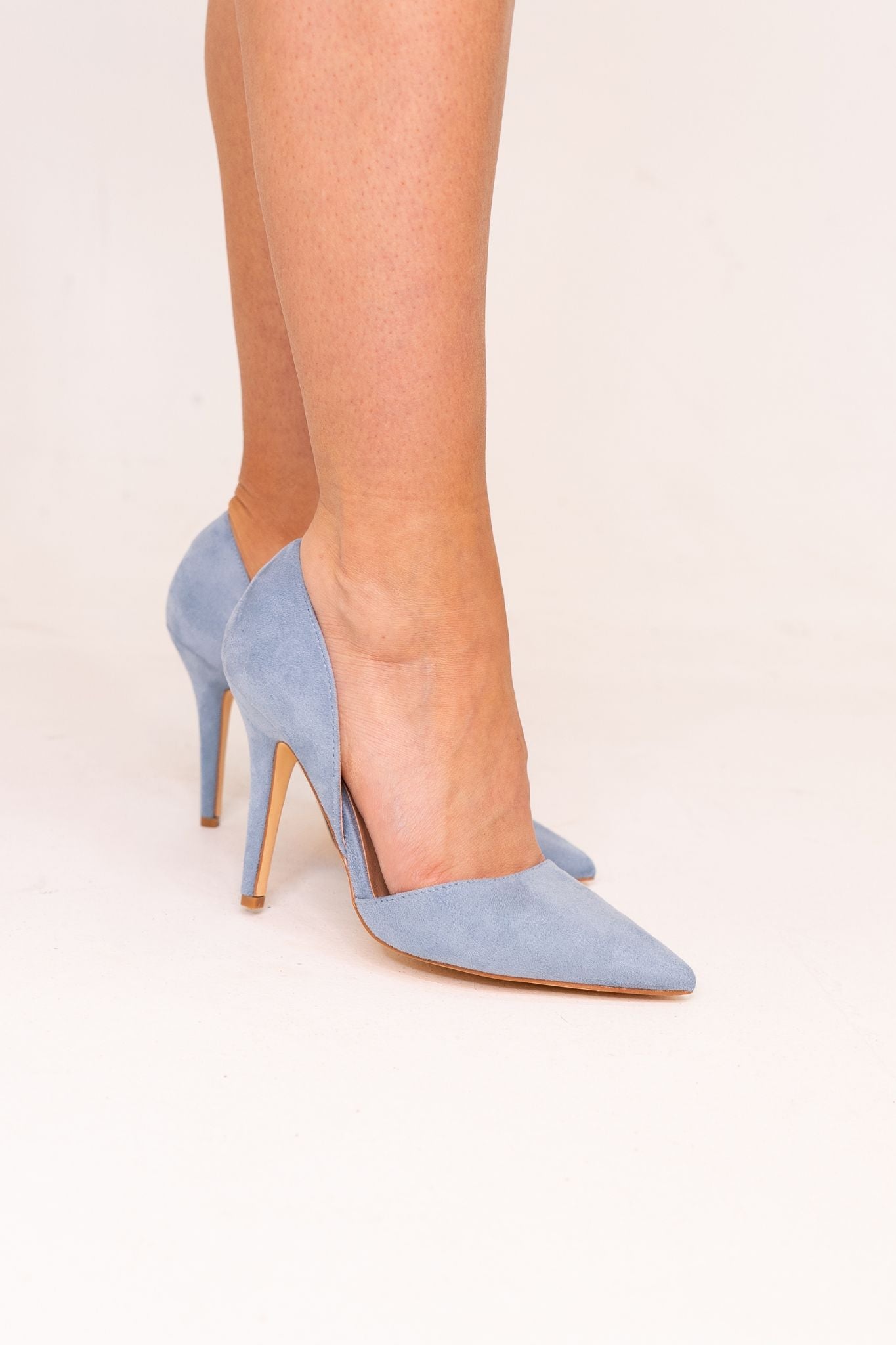 Lauren Faux Suede Cut Out Heel In Sky Blue