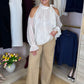 Iris Cold Shoulder Drape Top In Cream