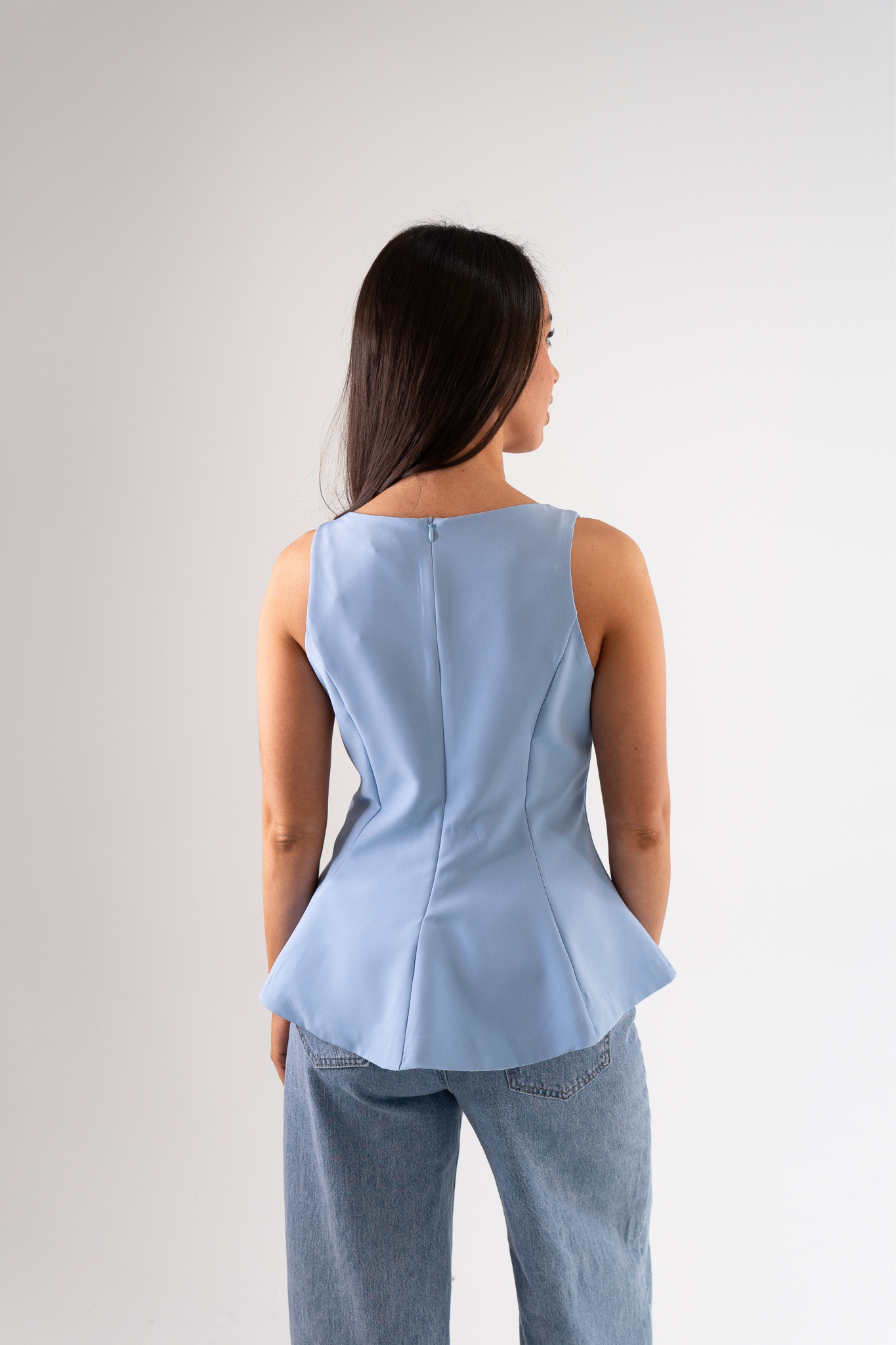Erica Peplum Top In Sky Blue