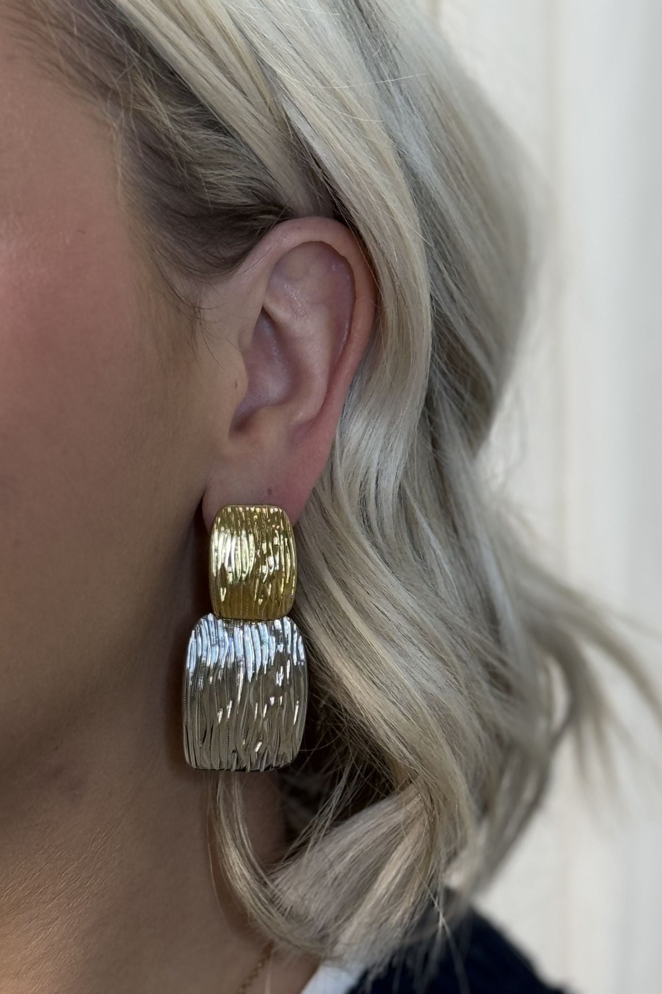 Olive Two Tone Earrings In Gold