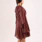 Elsa Ruffle Sleeve Dress In Rust