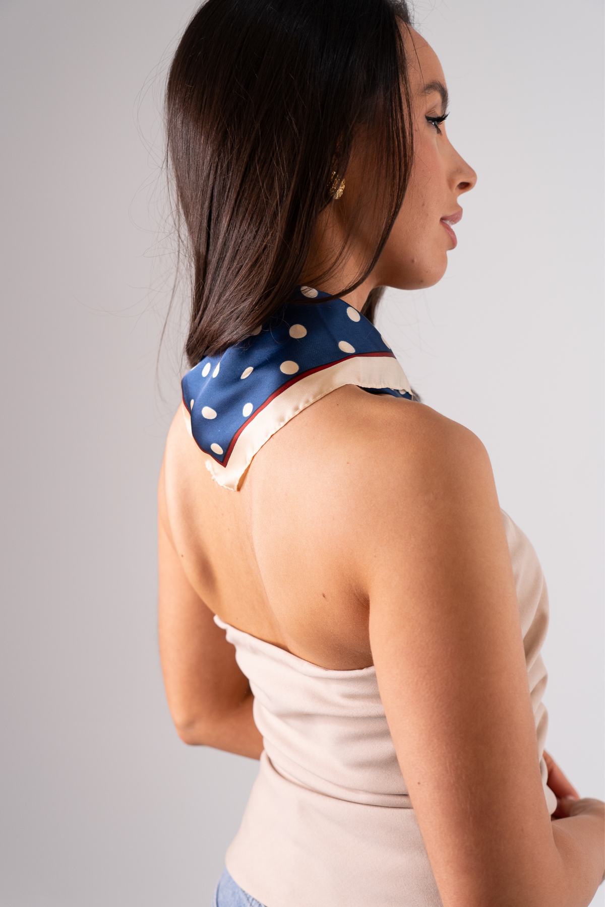 Polly Polka Dot Neck Scarf In Navy