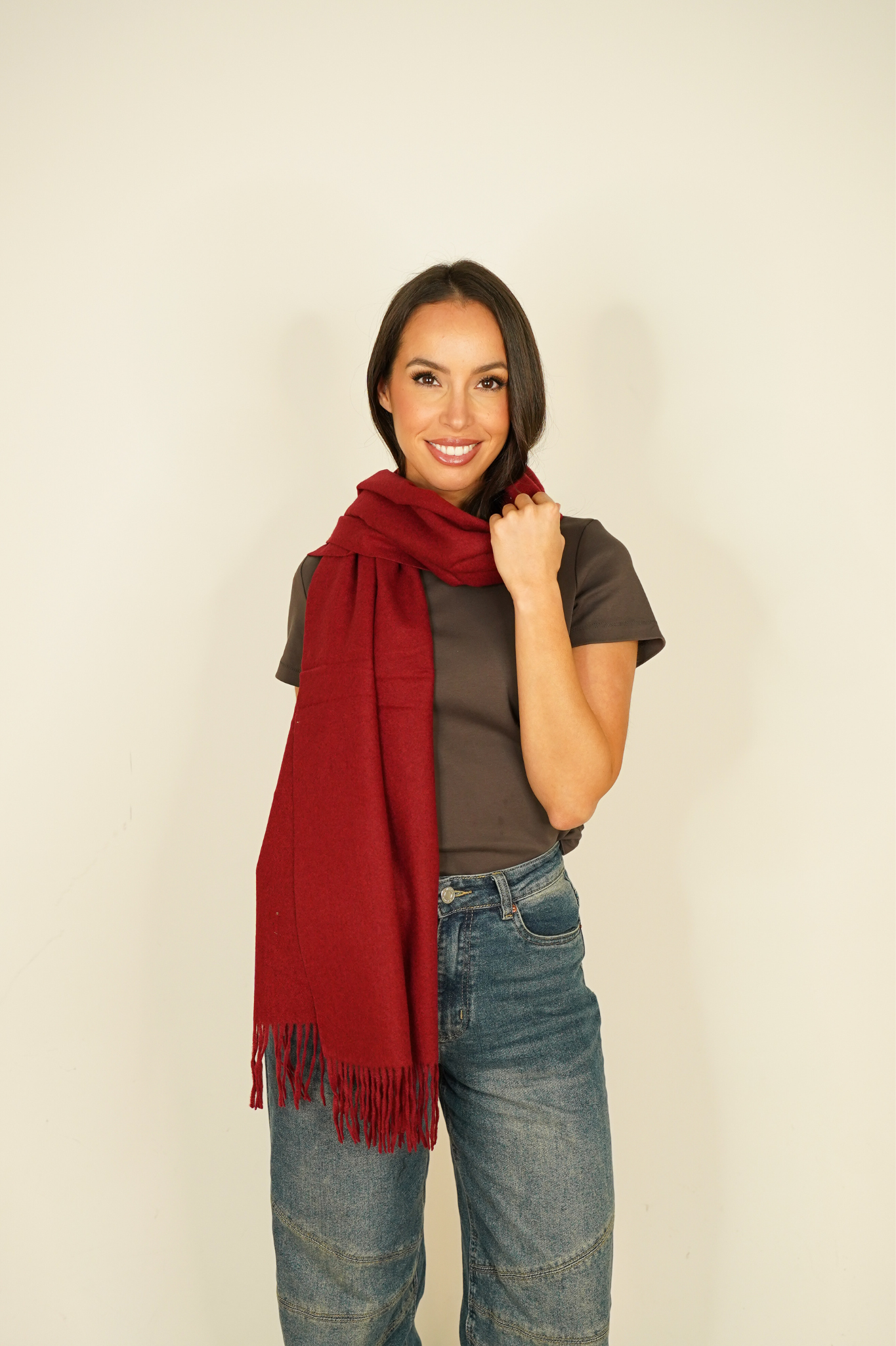 Polly Luxe Scarf In Burgundy