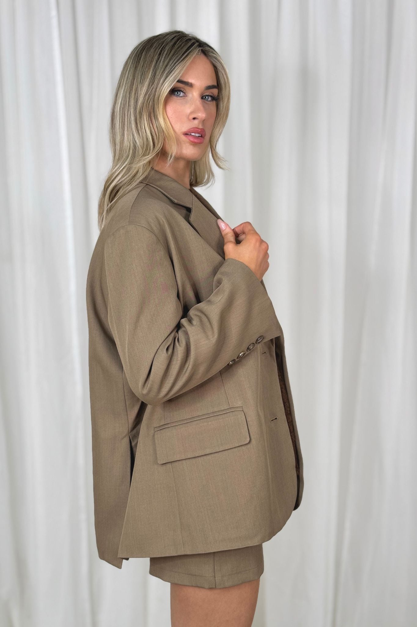 Erica Oversized Blazer In Taupe