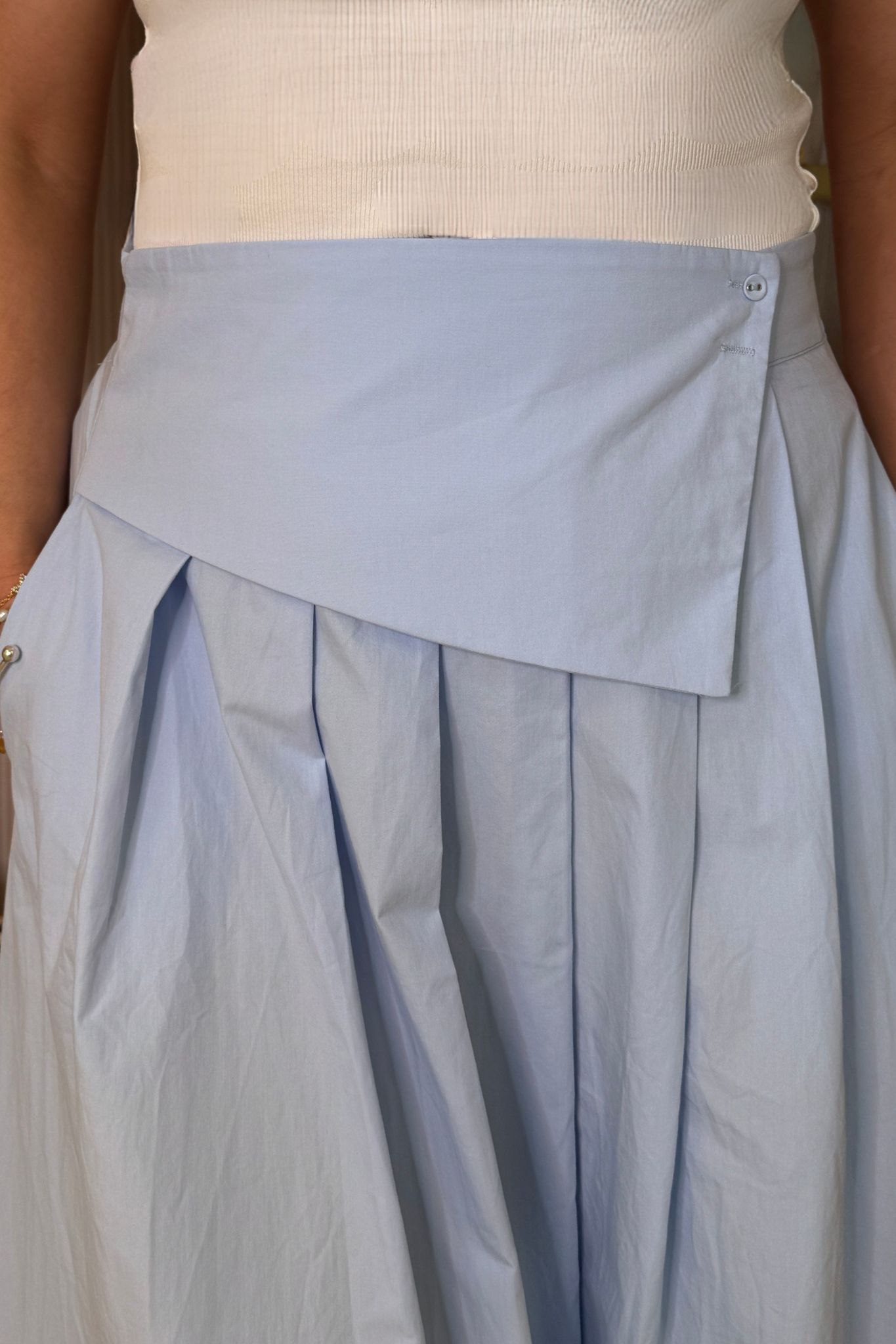 Willow Asymmetric Waist Maxi Skirt In Blue