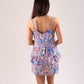 Becca Printed Peplum Cami In Blue Mix