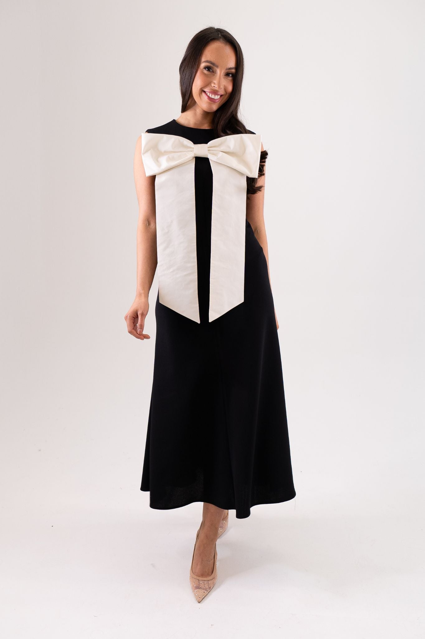 Marissa Bow Front Dress In Black