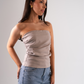 Erica Draped Strapless Top In Taupe