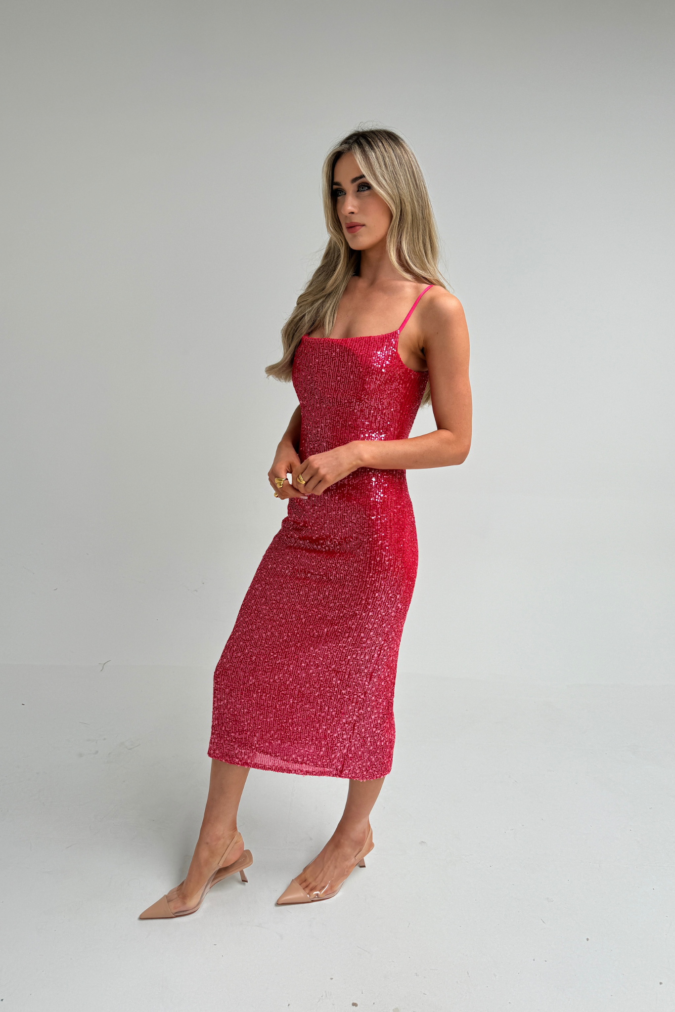 Alana Sequin Dress In Raspberry