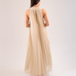 Kayla Pleated Overlay Dress In Neutral