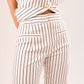 Kayla Wide Leg Pinstripe Trousers In Cream