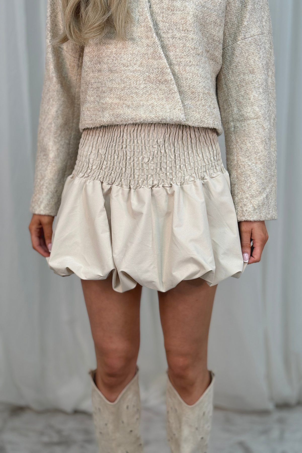 Indie Puffball Skirt In Beige