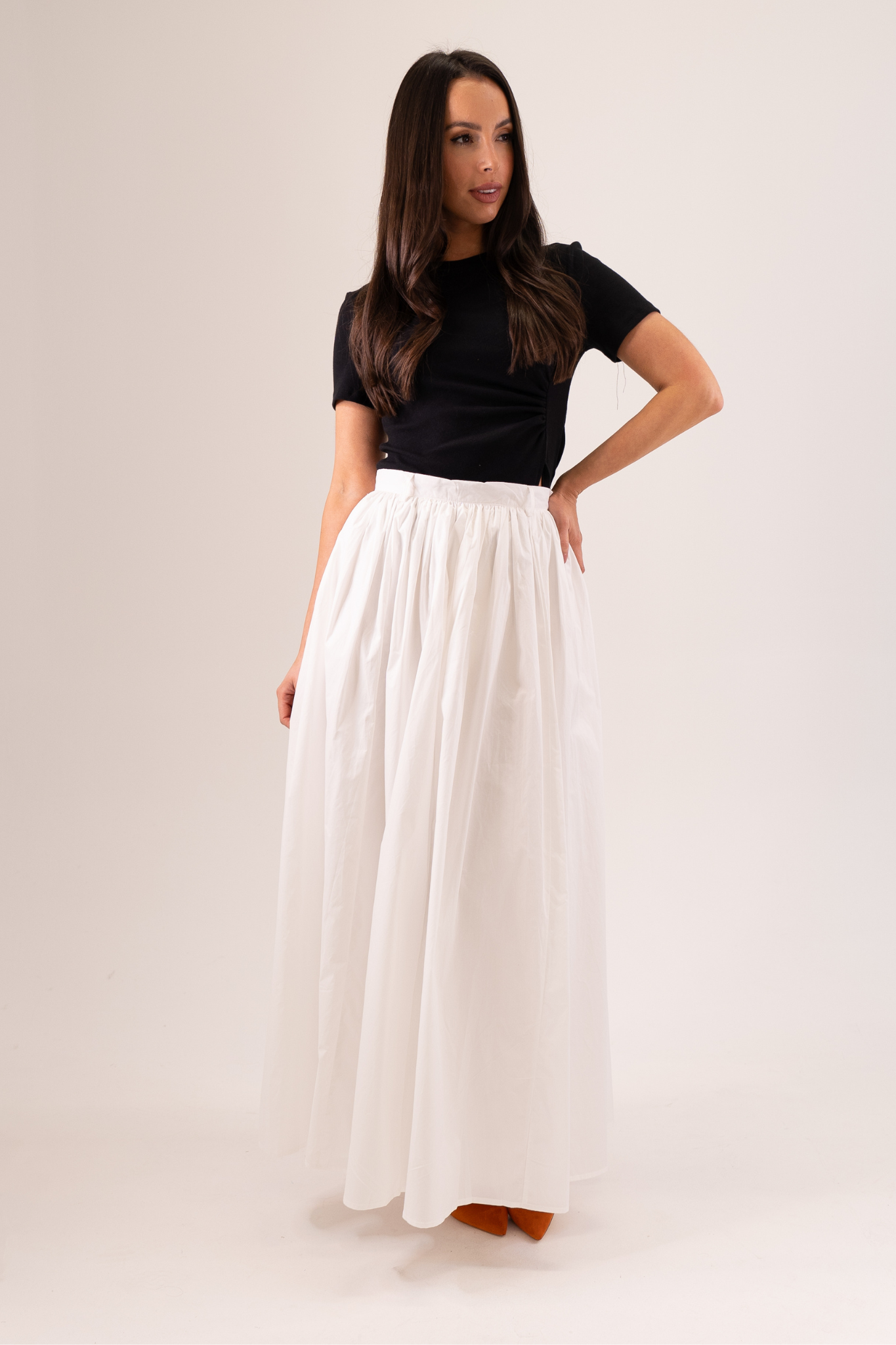 Elsa Pleated Maxi Skirt In White