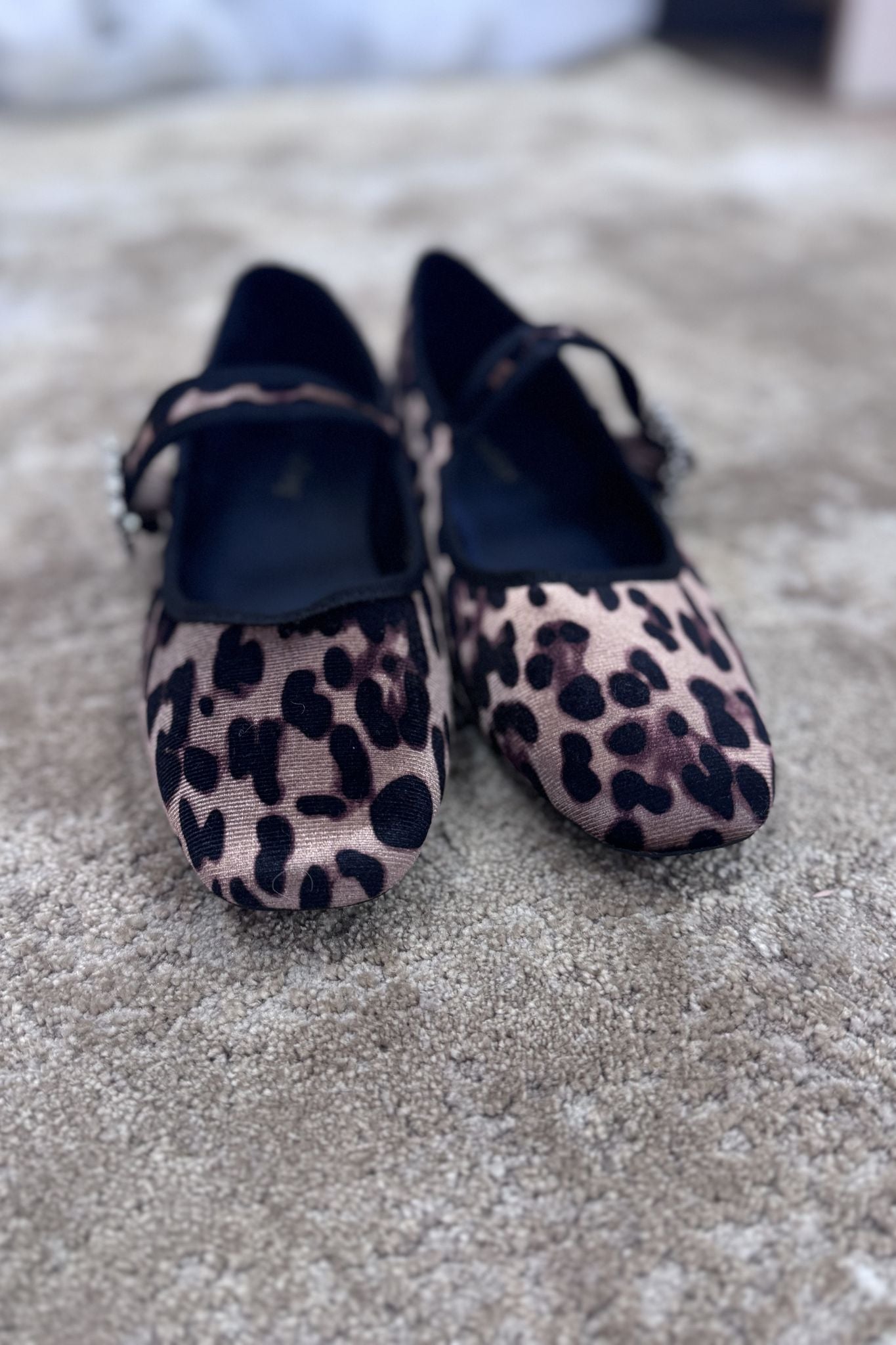 Faith Buckle Flats In Animal Print