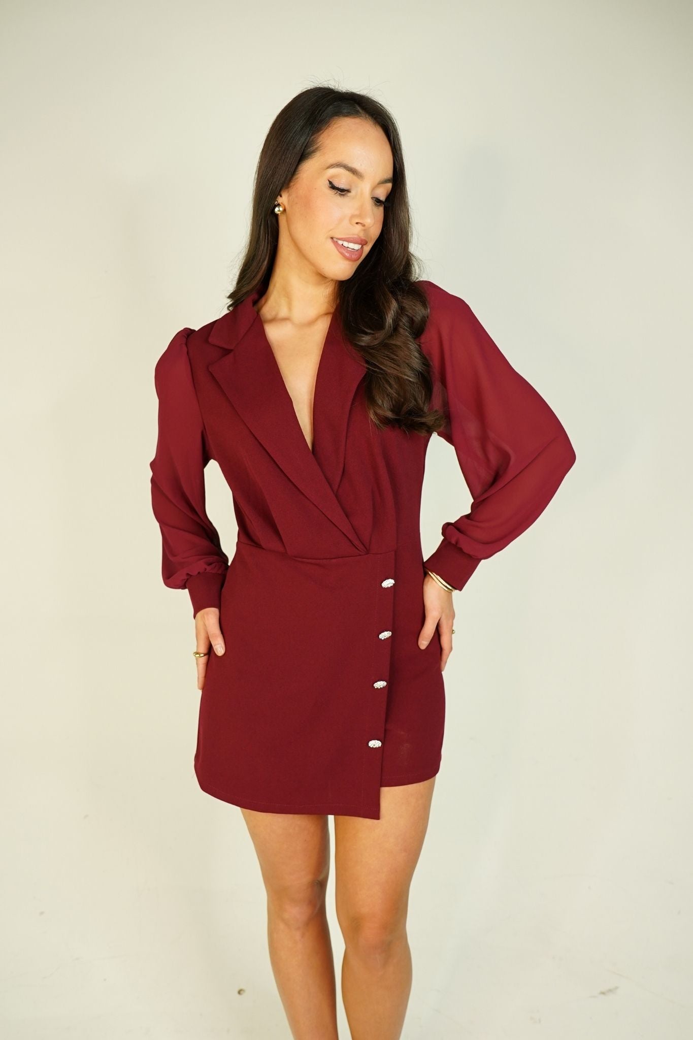 Caitlyn Button Detail Playsuit In Red