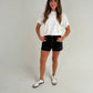 Cindy Diamante Shorts In Black Wash
