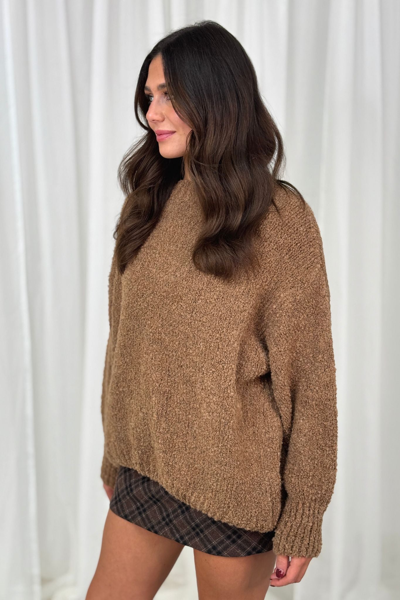 Indie Textured Jumper In Tan