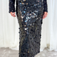 Millie Long Sequin Skirt In Black