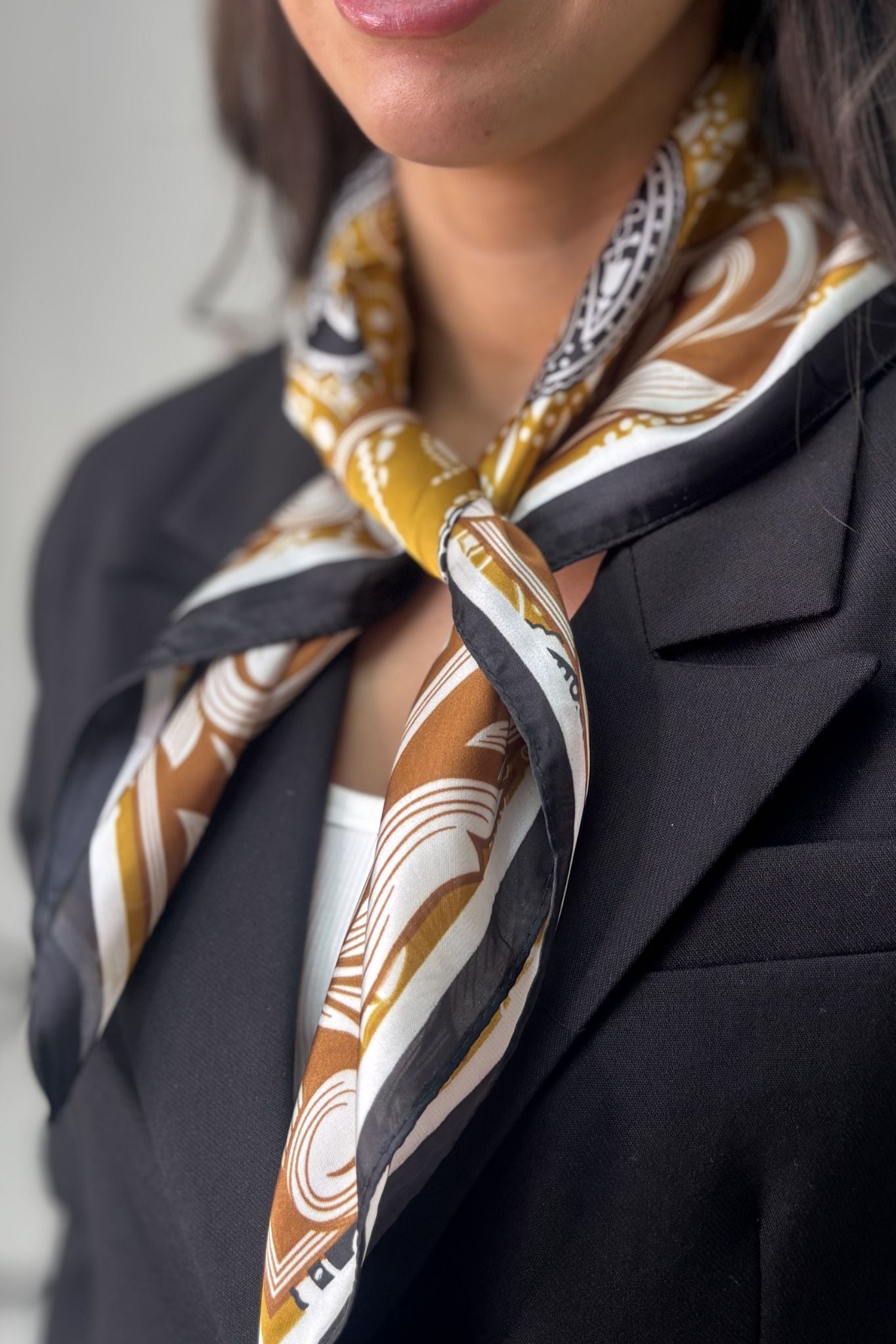 Orla Multi Print Neck Scarf In Taupe