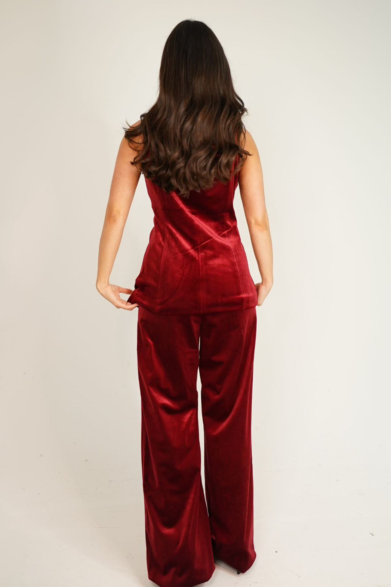 Love Laura Velvet Two Piece In Mulled Wine