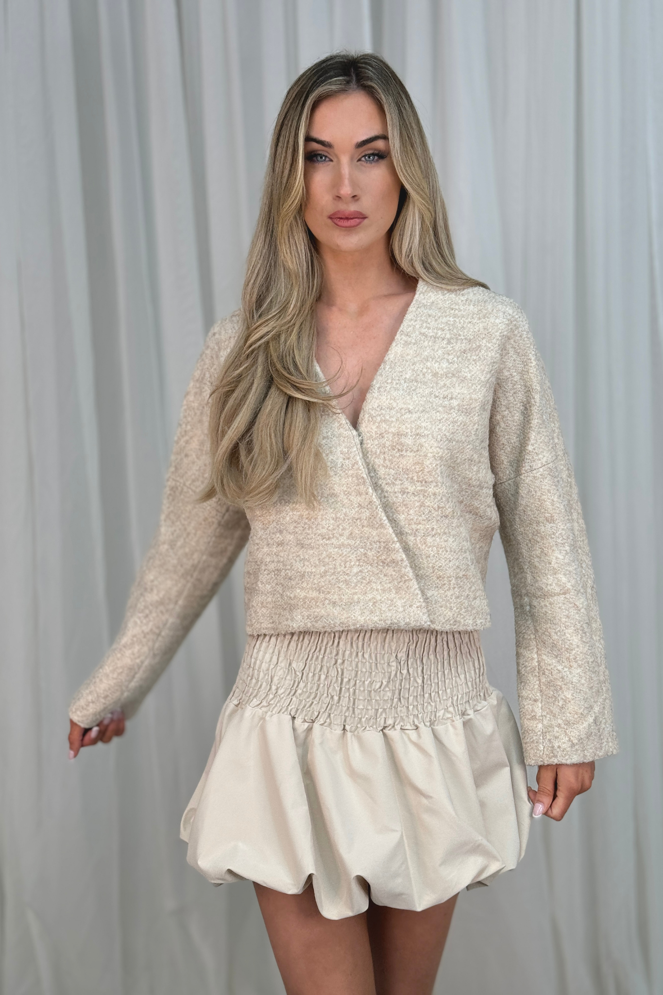 Indie Puffball Skirt In Beige