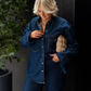 Love Laura Pinstripe Denim Shacket In Indigo