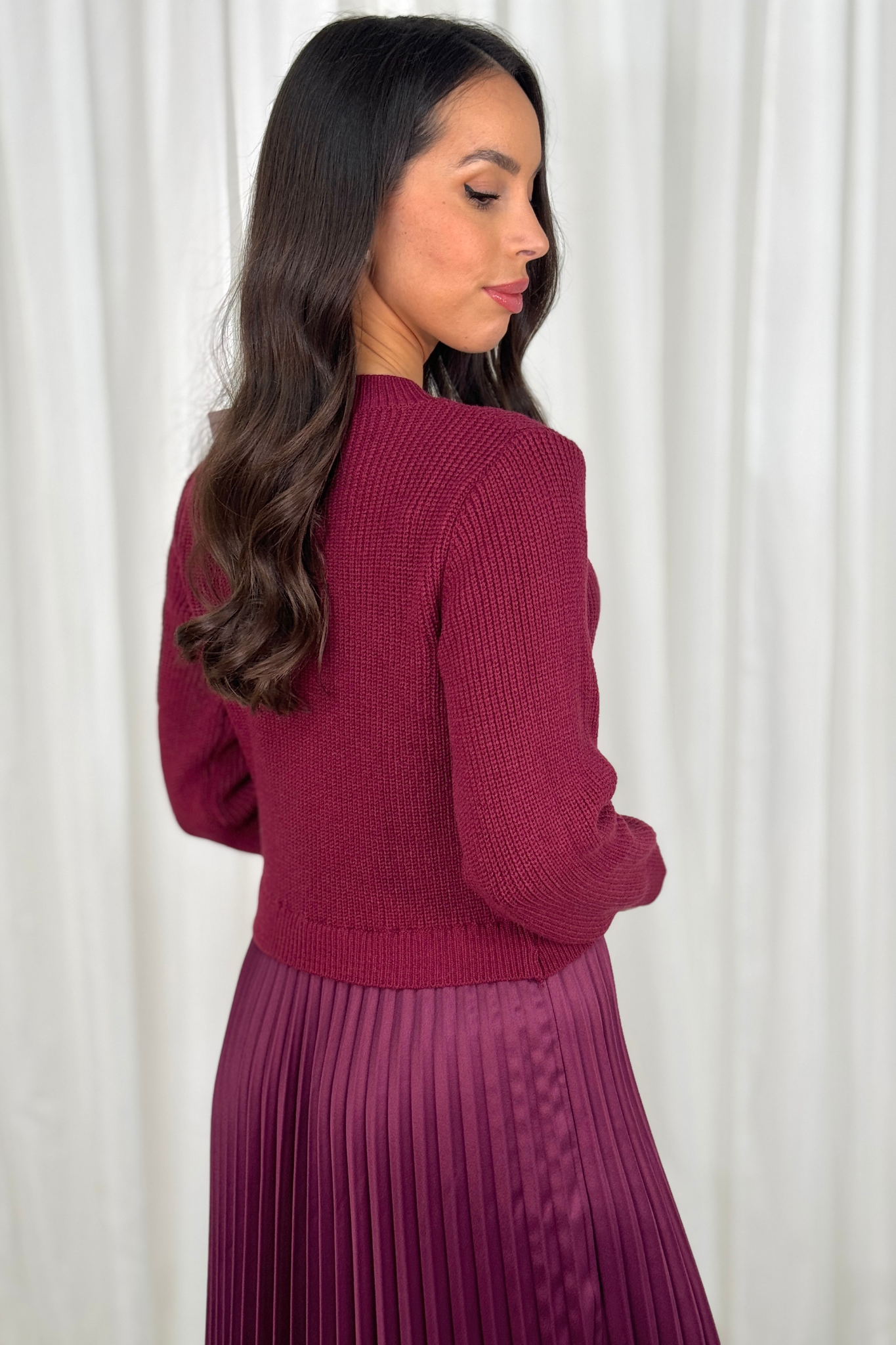 Indie Contrast Jumper Dress In Wine Red