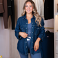 Love Laura Pinstripe Denim Shacket In Indigo