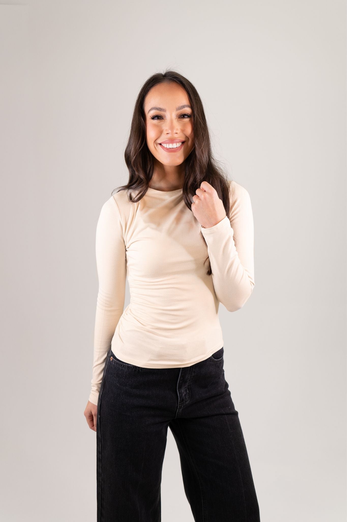 Erica Long Sleeve Top In Neutral