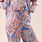 Becca Printed Wide Leg Trousers In Blue Mix
