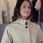 Hayley Pleated Collar Jacket In Neutral